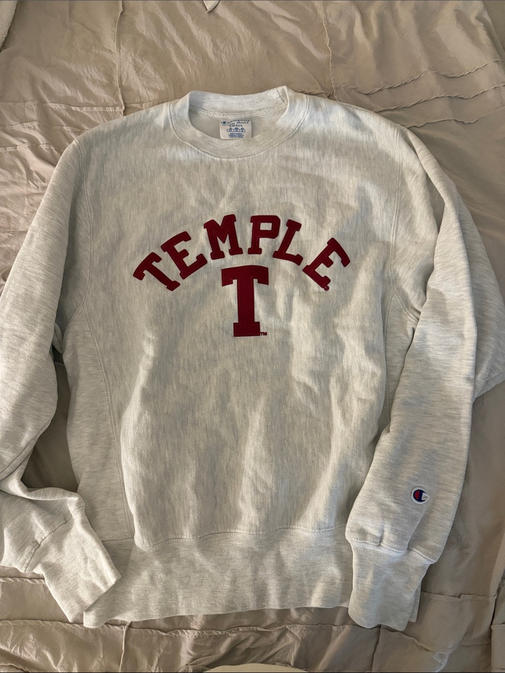 Champion Gray Crewneck Sweatshirt with Red Temple Arch
